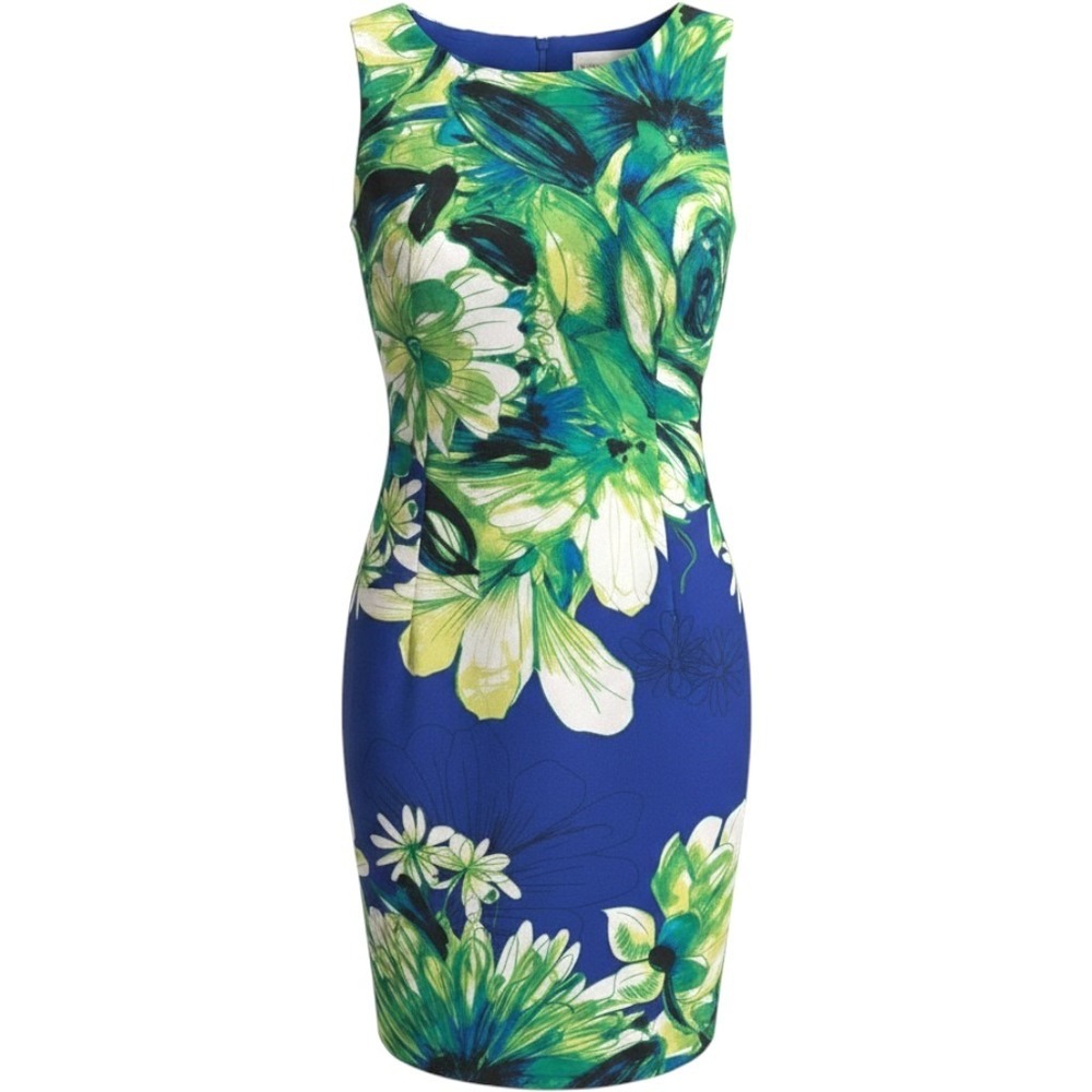Ronnie  Nicole Sleeveless size 10 Blue &‎ Green Floral Sheath Dress